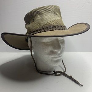 Barmah Hats Beige Mesh Ventilator Sun Wide Brim Hat